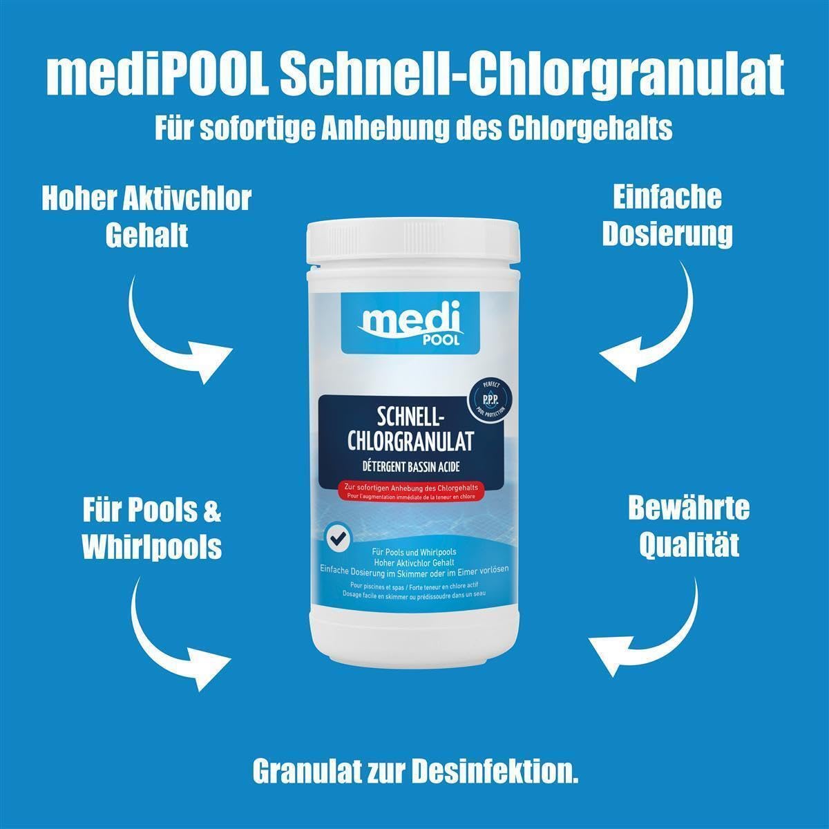 Medipool Schwimmbadpflege Schnell-Chlor-Granulat, 1 kg