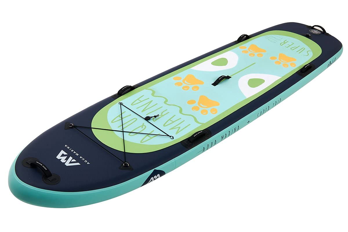 AQUA MARINA Mega Sup Super Trip Stand Up Paddle Surfboard Modell 2021 Board, 2 Stück Alu Paddel und Leash