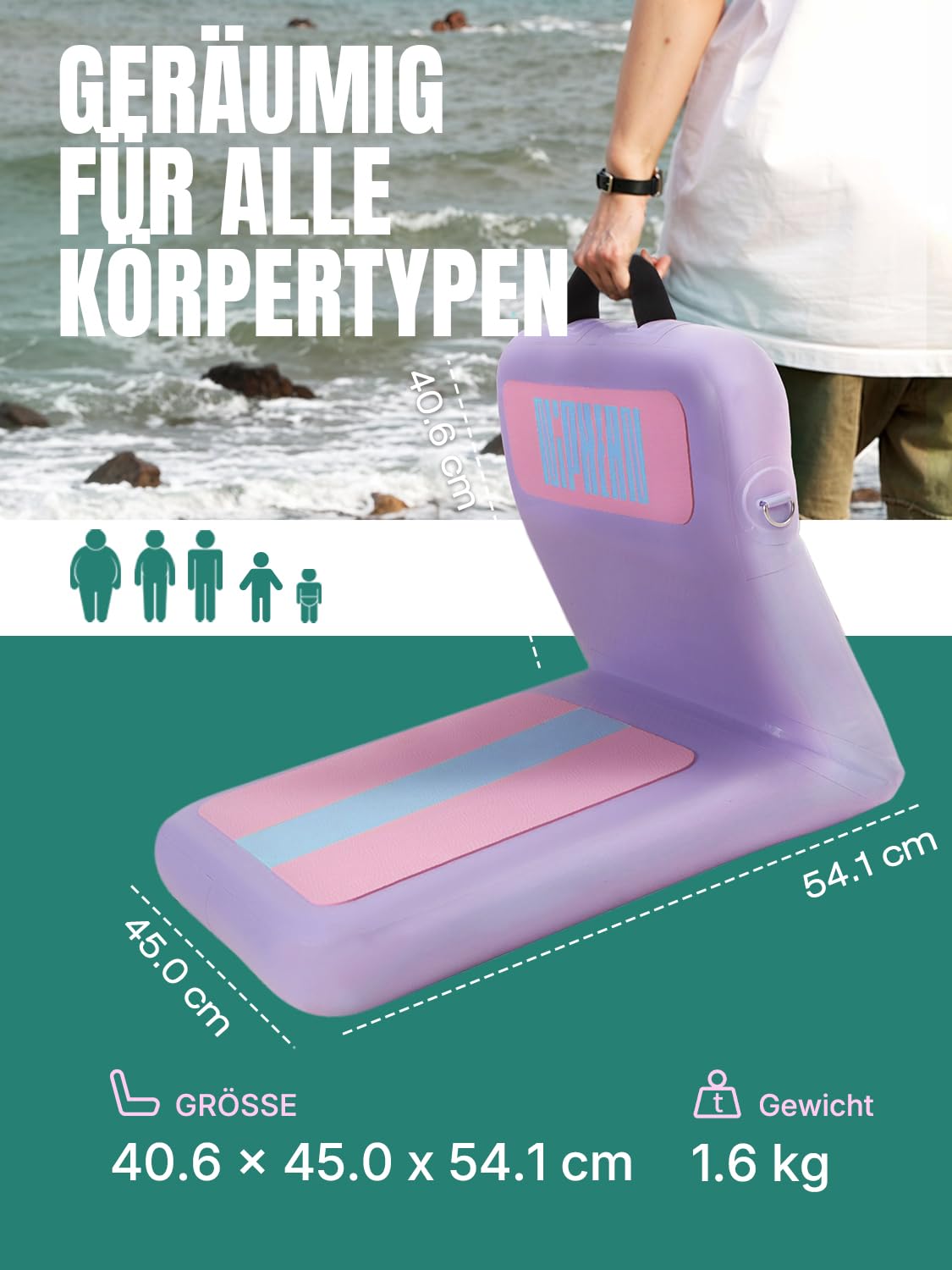 Niphean SUP Board 305cm mit Balancierflügel - Stand Up Paddle aufblasbar strapazierfähiges Zubehör Erwachsene Yoga multifunktional