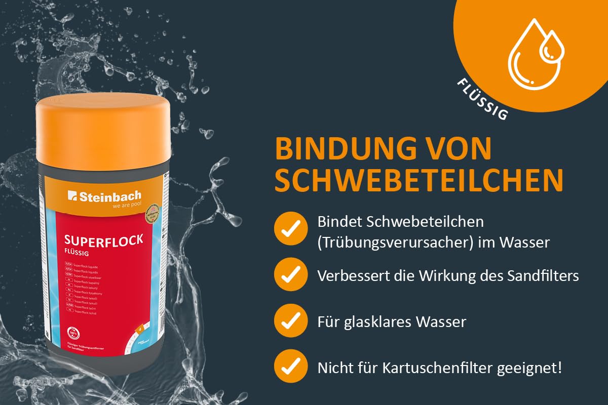 Steinbach Poolpflege Superflock flüssig, 1 l, Flockungsmittel, 0754301TD00