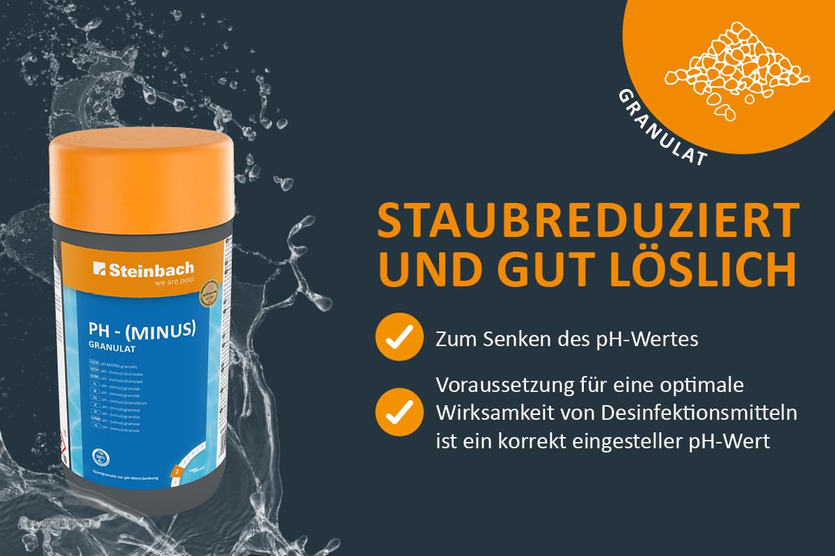 Steinbach Poolpflege pH-(Minus) Granulat, 1,5 kg, Einstellung des pH-Werts, 0753001TD00