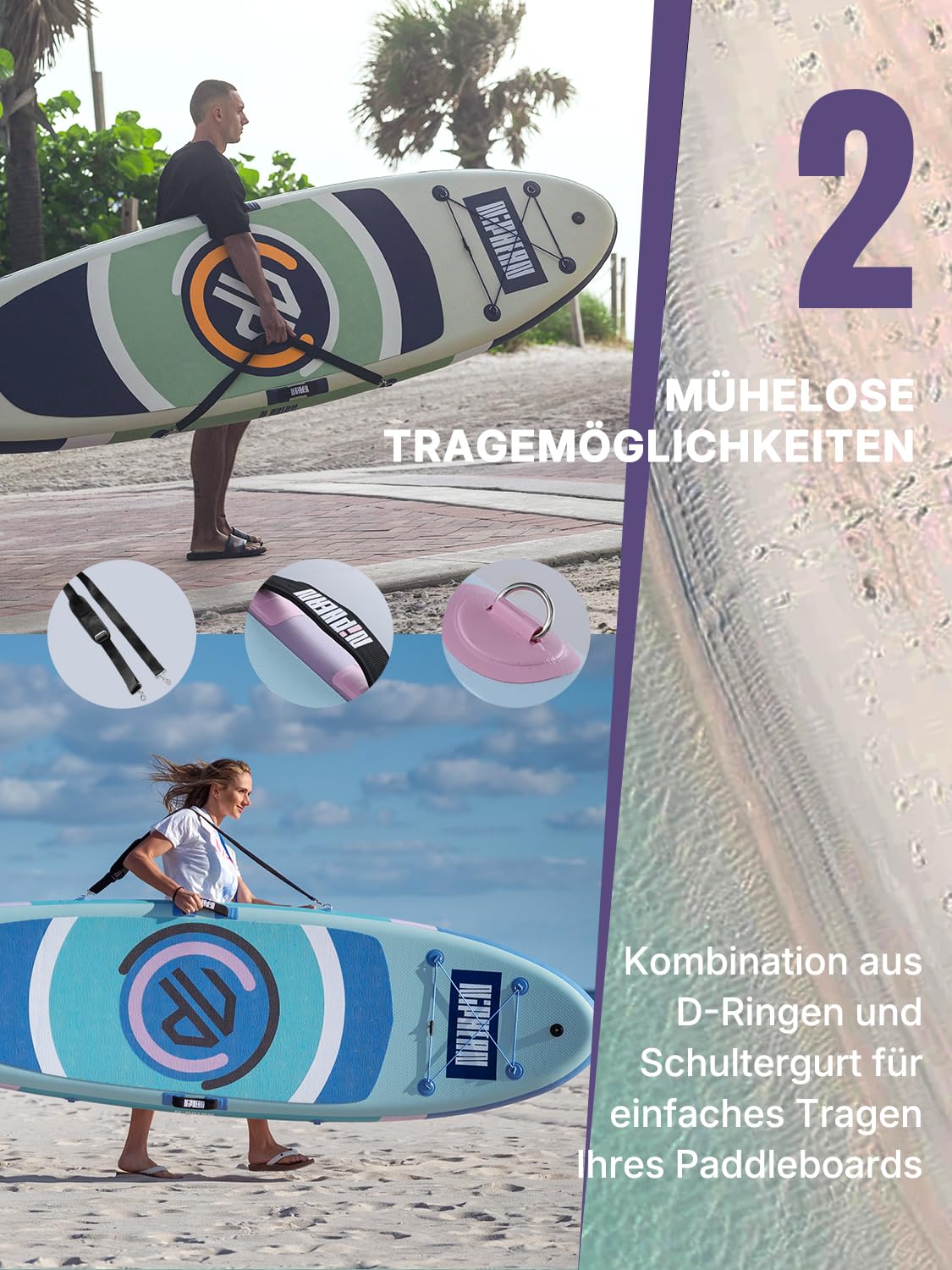 Niphean SUP Board 305cm mit Balancierflügel - Stand Up Paddle aufblasbar strapazierfähiges Zubehör Erwachsene Yoga multifunktional