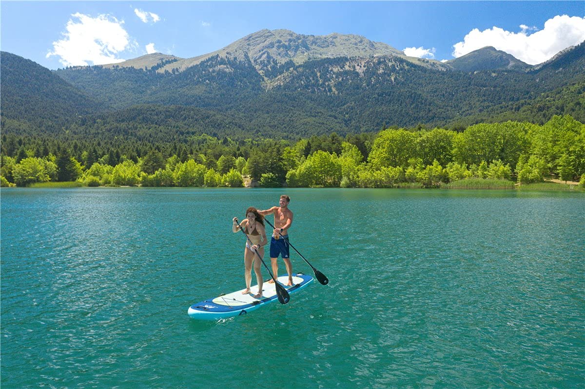 AQUA MARINA Mega Sup Super Trip Stand Up Paddle Surfboard Modell 2021 Board, 2 Stück Alu Paddel und Leash