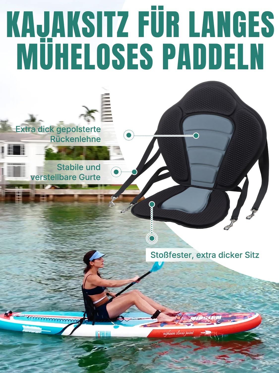 Niphean SUP Board 320cm für Erwachsene - Stand Up Paddle mit Zubehör Sitz 200kg Tragkraft 2 Personen alle Fähigkeitsniveaus