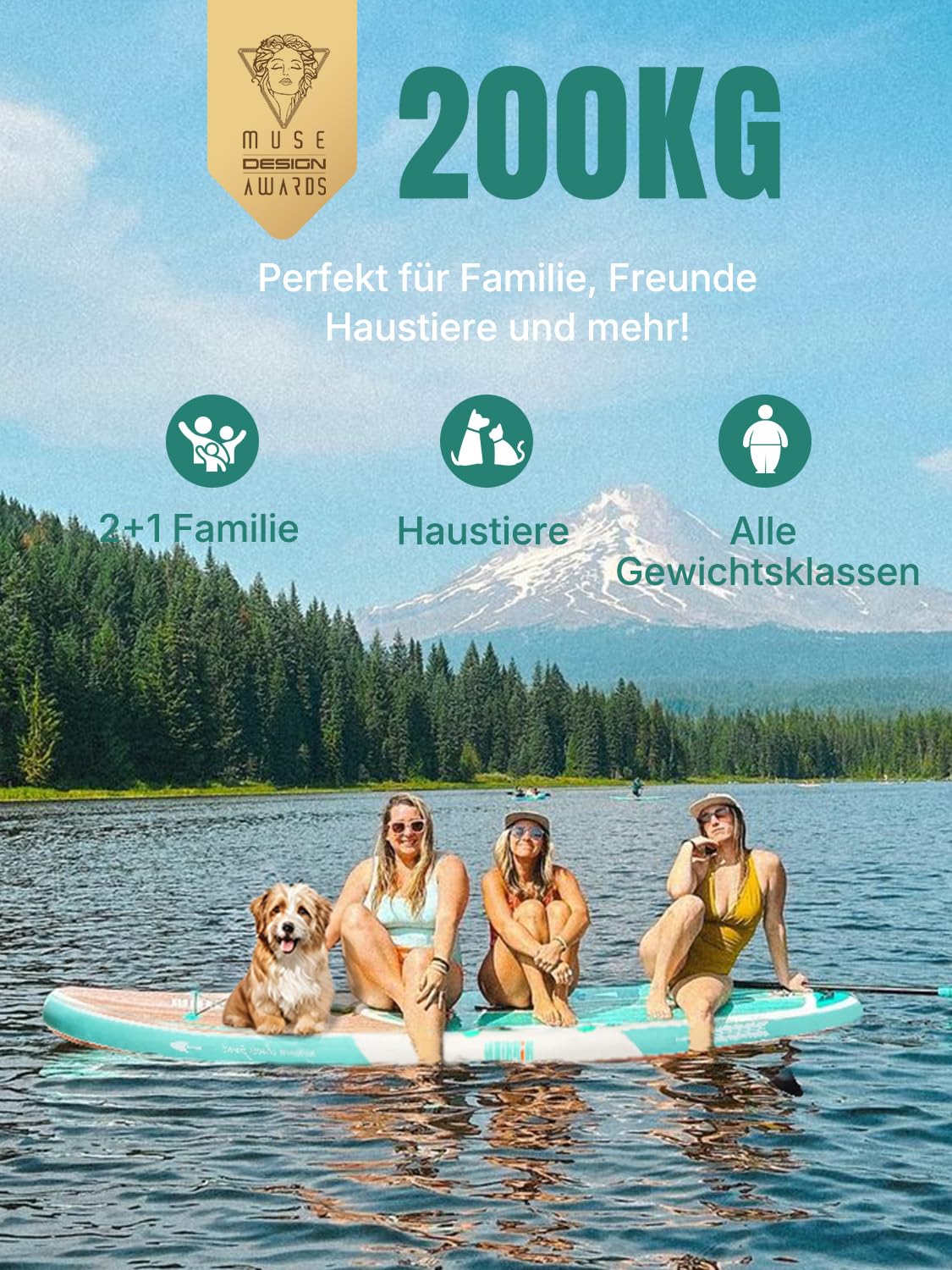 Niphean SUP Board 320cm für Erwachsene - Stand Up Paddle mit Zubehör Sitz 200kg Tragkraft 2 Personen alle Fähigkeitsniveaus