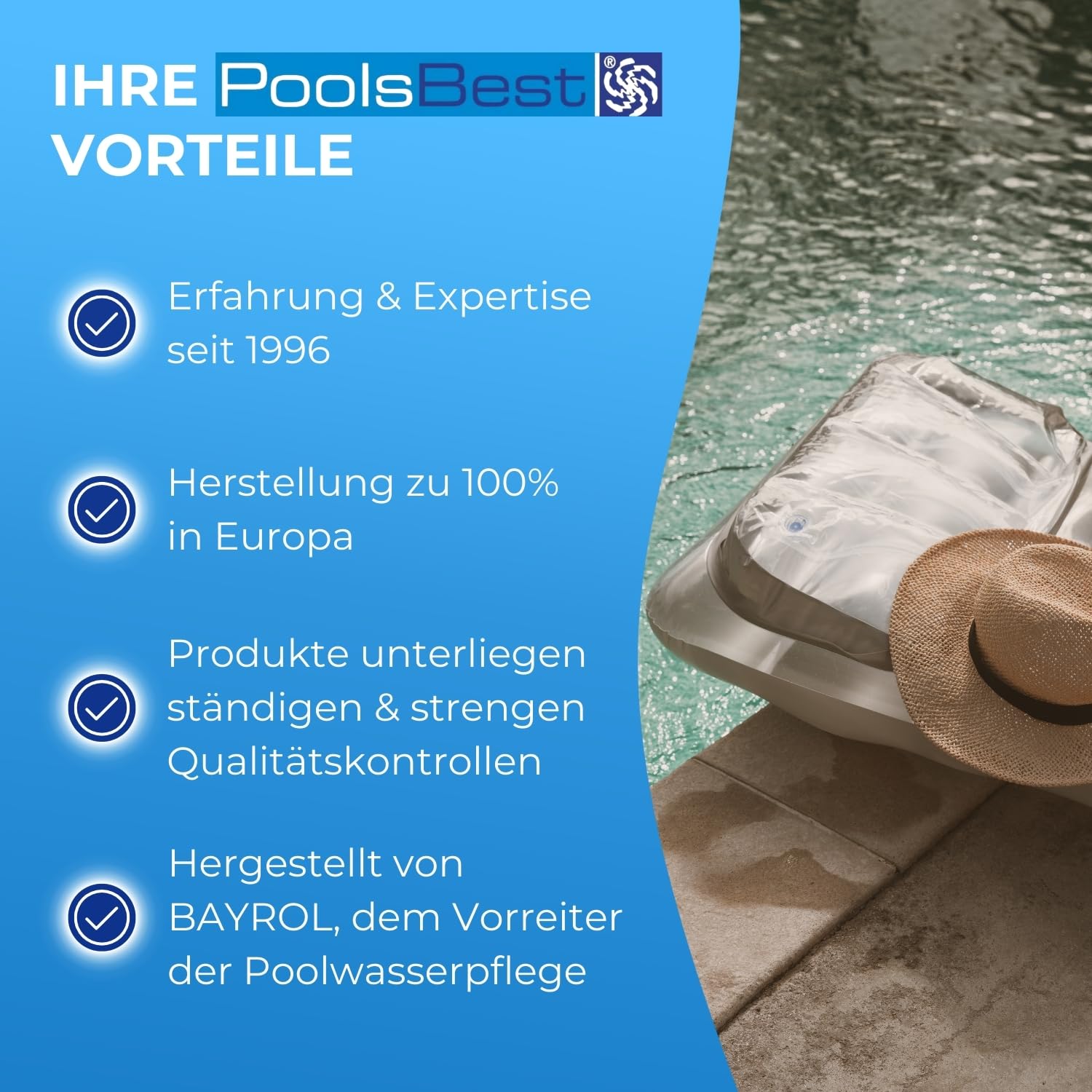 PoolsBest Superflock flüssig 1L - Hochkonzentriertes Flockungsmittel für Pool - Trübungsentferner für klares Wasser - Für Sandfilter