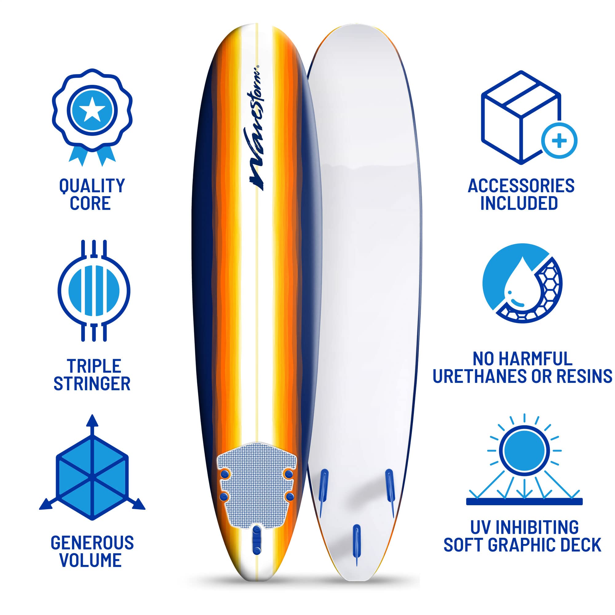 Wavestorm - Klassisches Surfbrett aus Schaumstoff, 2,4 m