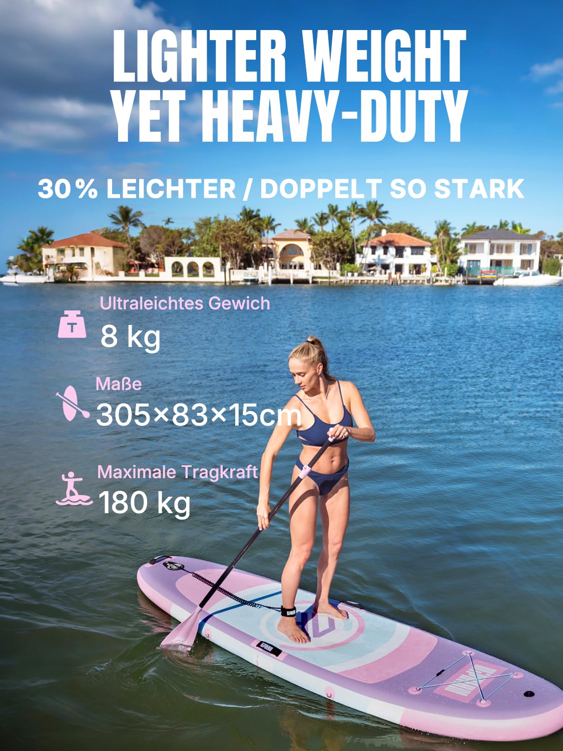 Niphean SUP Board 305cm mit Balancierflügel - Stand Up Paddle aufblasbar strapazierfähiges Zubehör Erwachsene Yoga multifunktional
