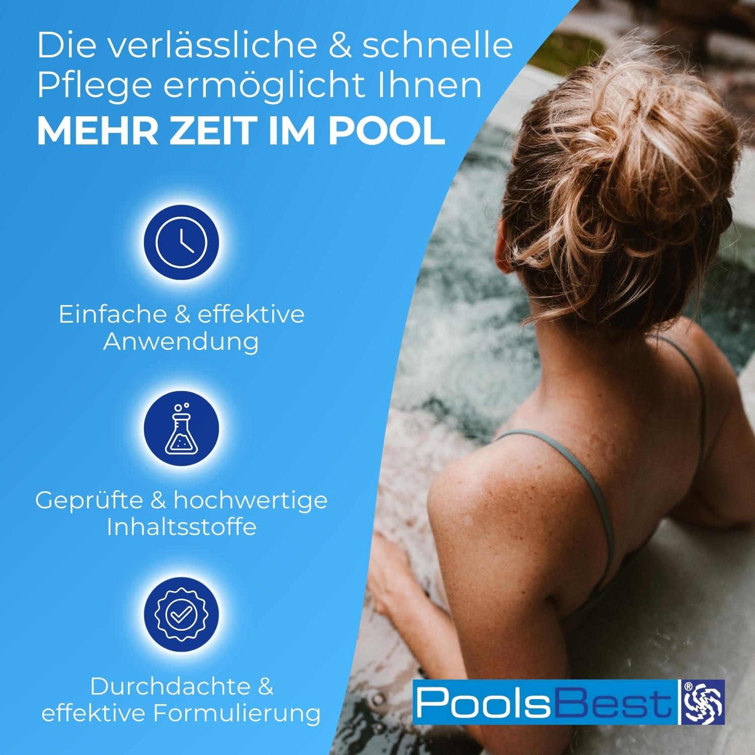 PoolsBest Superflock flüssig 1L - Hochkonzentriertes Flockungsmittel für Pool - Trübungsentferner für klares Wasser - Für Sandfilter