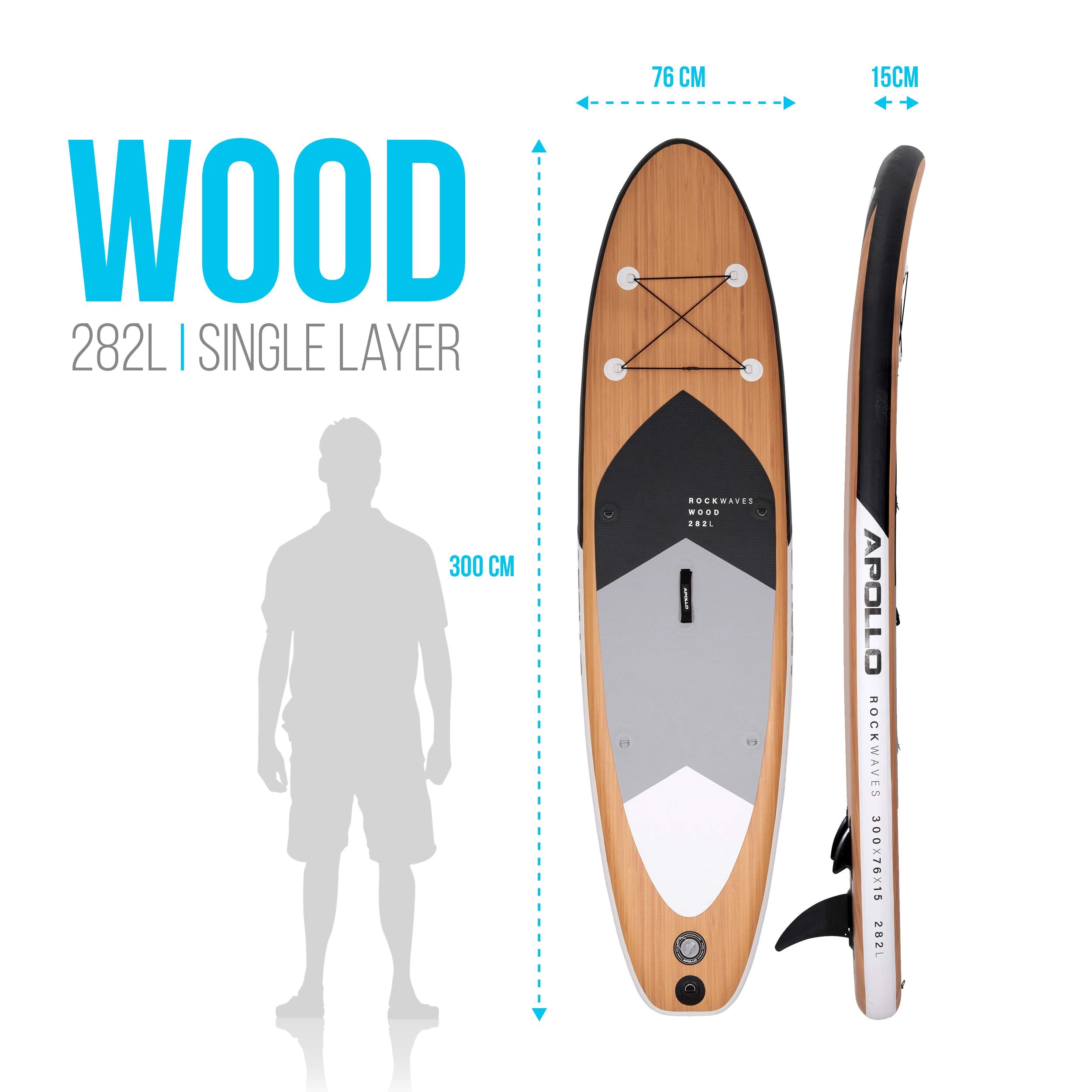 Apollo SUP Board Wood - Allround - 300 x 15 cm