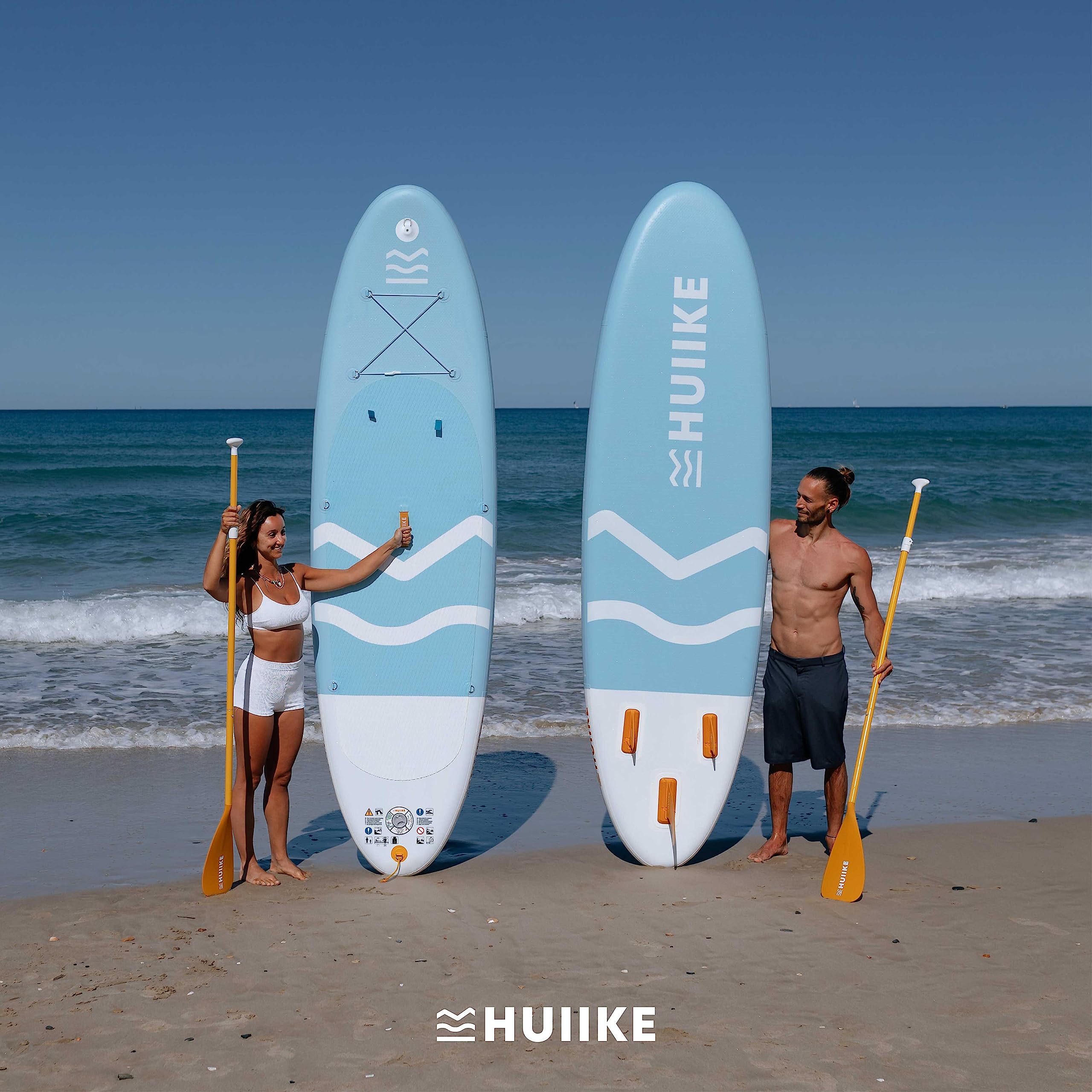 HUIIKE SUP Board 305cm aufblasbar komplett Set - Stand Up Paddle Zubehör Paddel Finnen Pumpe 130kg