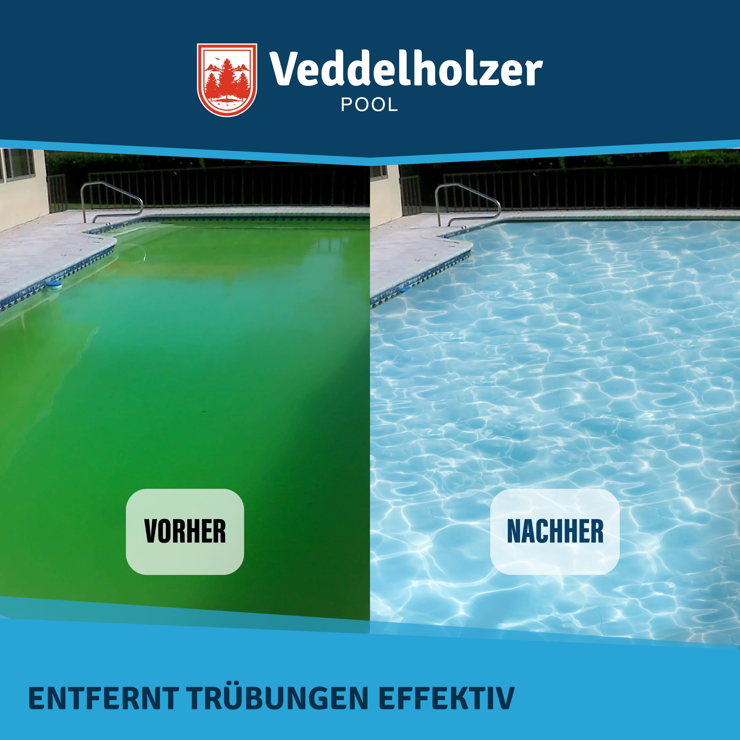 Veddelholzer Poolklar - Kristallklar für Pool, Whirlpool & Planschbecken - Gegen trübes Wasser - Für alle Filterarten geeignet