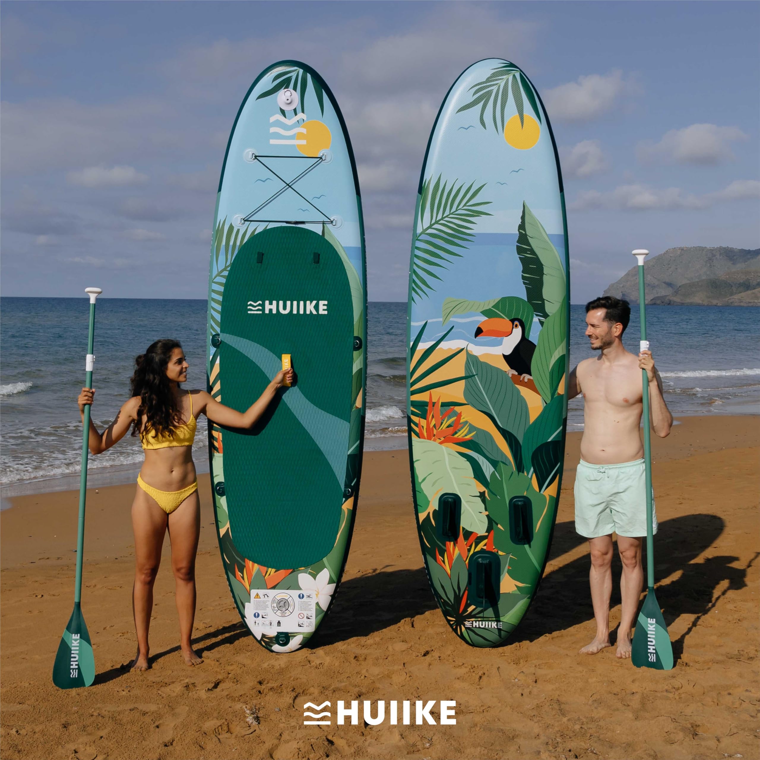 HUIIKE SUP Board aufblasbar mit Zubehör - 305x84x15cm - Belastbar bis 130kg - Hohe Stabilität - Inkl. Paddel, Finnen, Pumpe