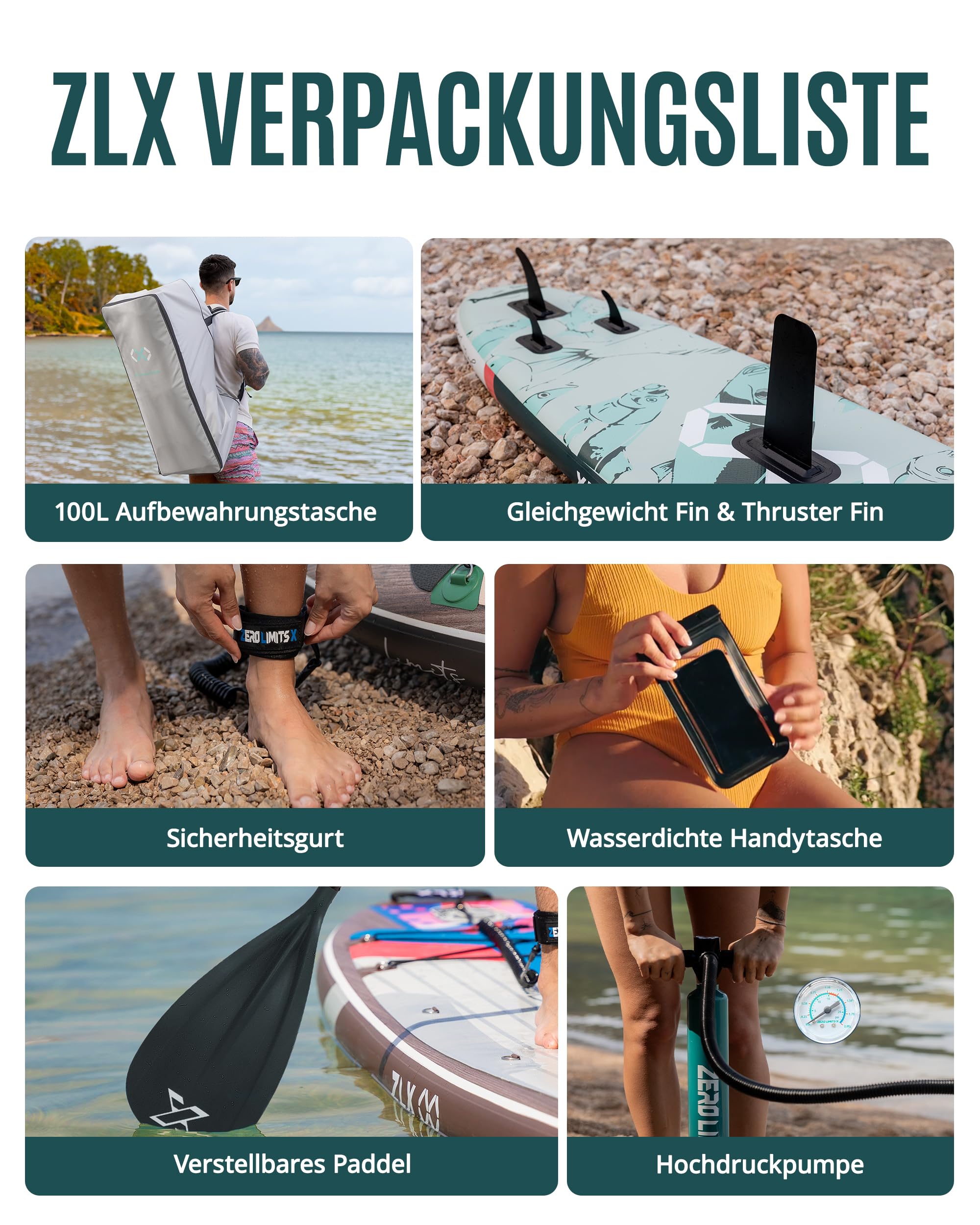 ZLX SUP Board 350cm Extra Groß mit Sitz - 550LB Tragfähigkeit - Anfängerfreundlich - Anti-Rutsch-Deck - Inkl. Pumpe & Paddle