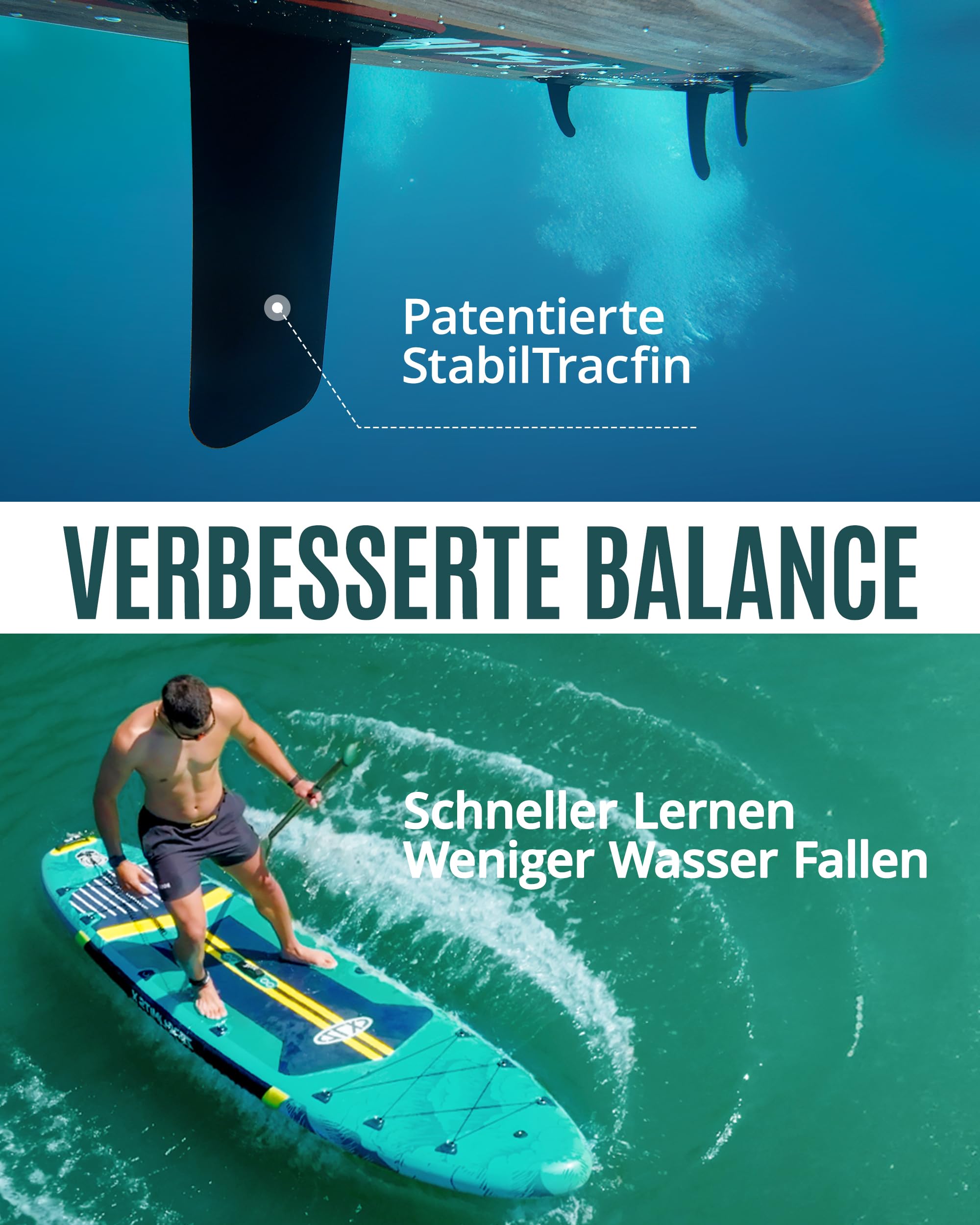 ZLX SUP Board 350cm Extra Groß mit Sitz - 550LB Tragfähigkeit - Anfängerfreundlich - Anti-Rutsch-Deck - Inkl. Pumpe & Paddle