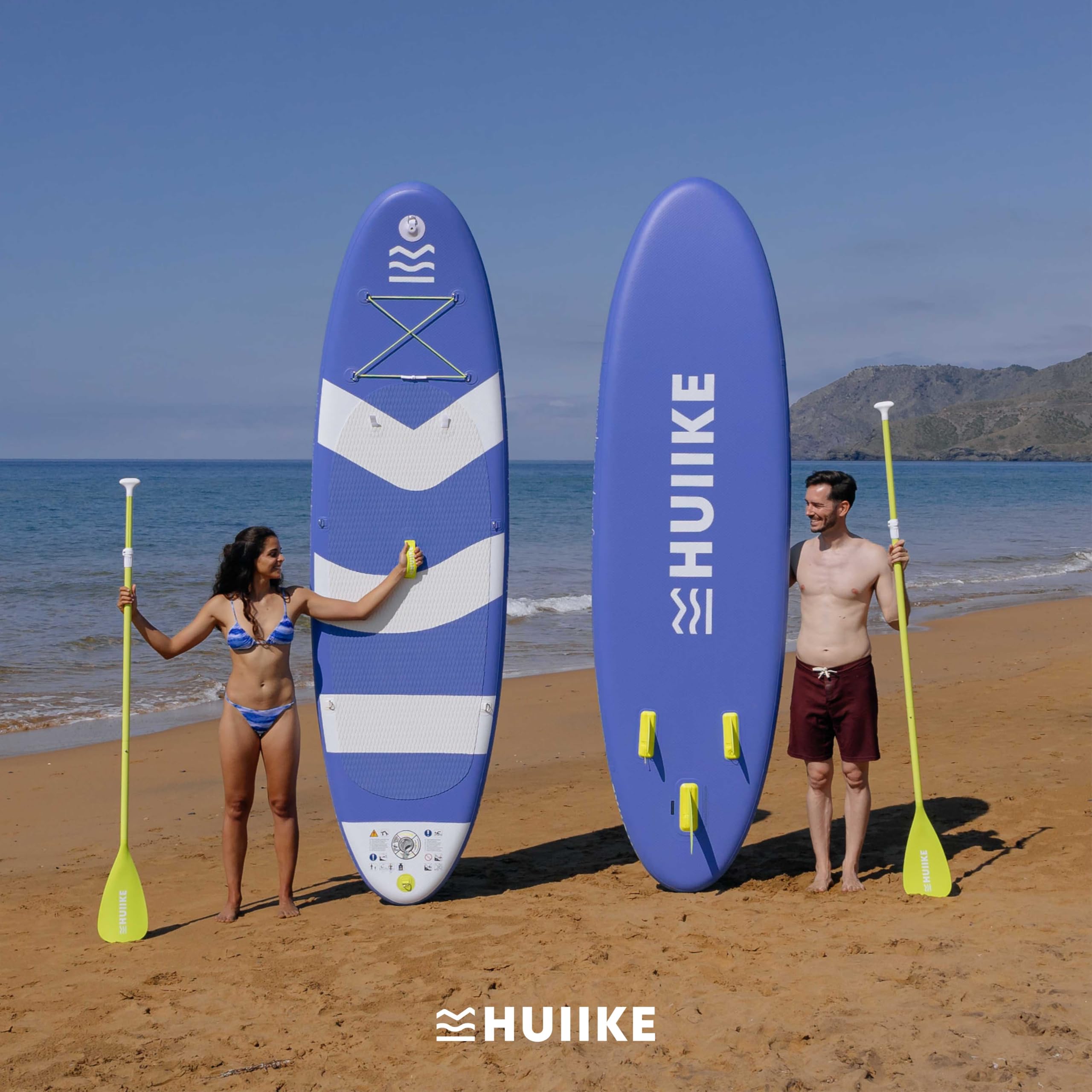 HUIIKE SUP Board aufblasbar 305x84x15cm mit Zubehör - Stand Up Paddle Paddel Finnen Pumpe, hohe Stabilität 130kg Belastbarkeit