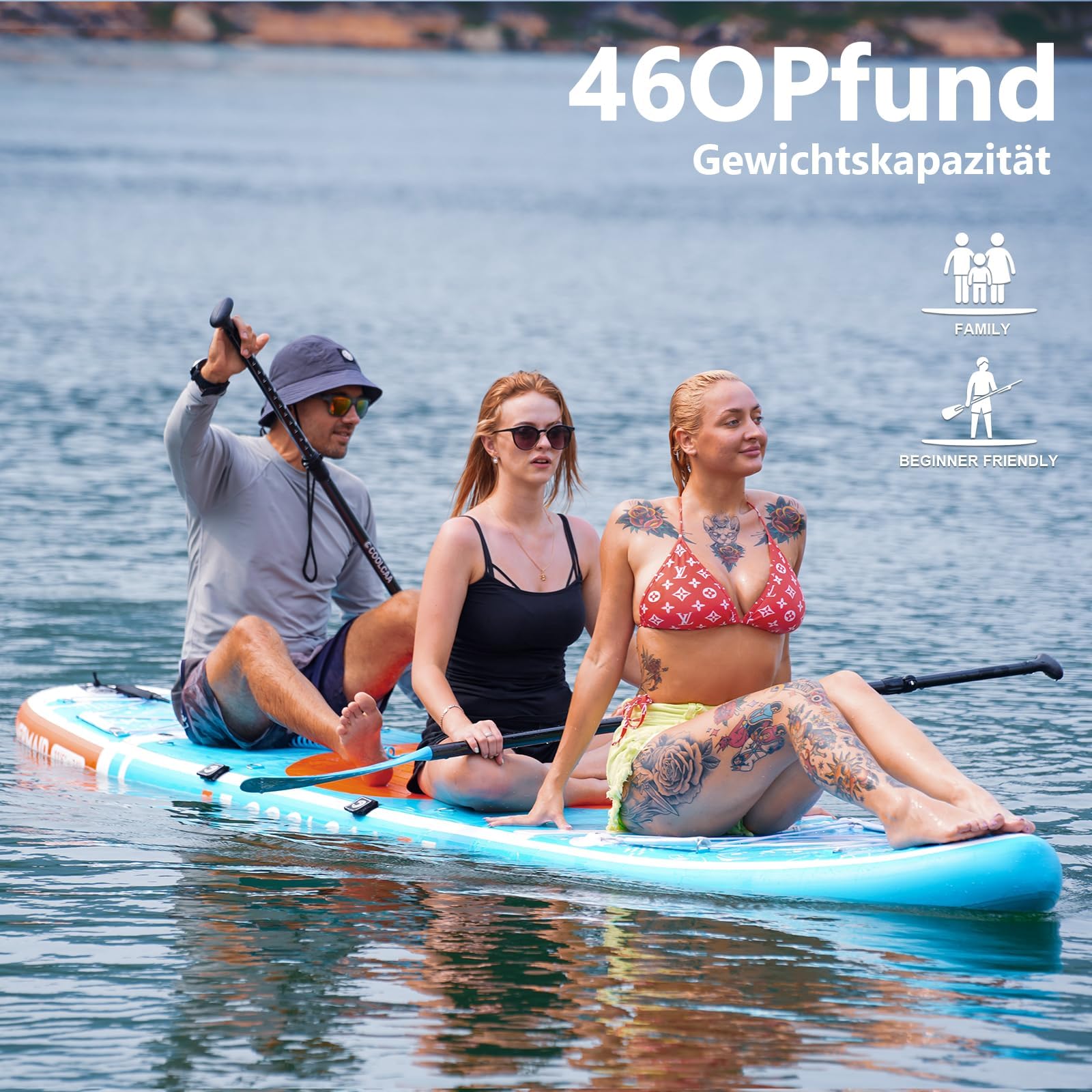 COOLCAA SUP Board 354x86x15cm - Premium Zubehör, 210kg Tragkraft, Stand Up Paddle für Erwachsene & Jugendliche alle Niveaus