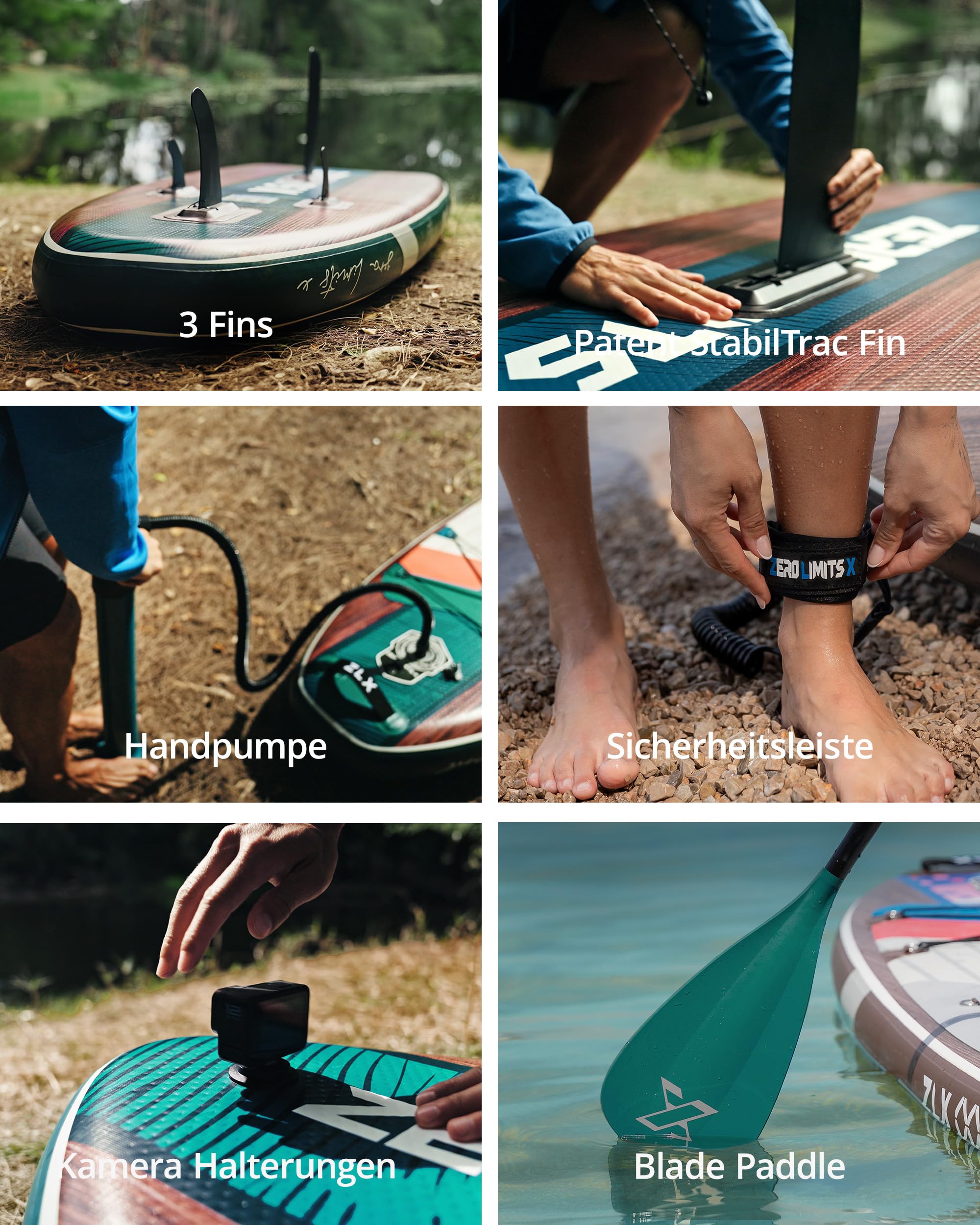 ZLX SUP Board mit Sitz 320cm - Aufblasbares Paddle Board für Erwachsene & Familien - Anfängerfreundlich - Anti-Rutsch Deck - Mit Pumpe