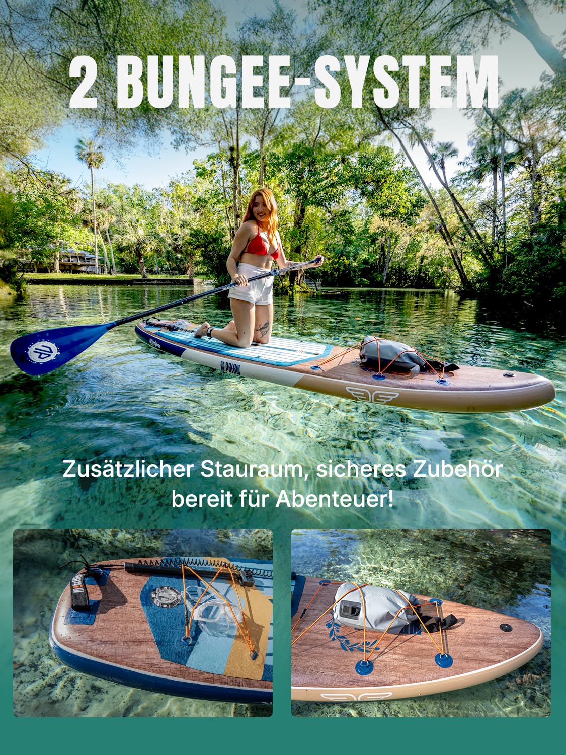 Niphean Extra Groß SUP Board für 2+1 Personen - Familien Stand Up Paddle mit Balancierflügel, wasserdichte Handyhülle, Anfängergeeignet