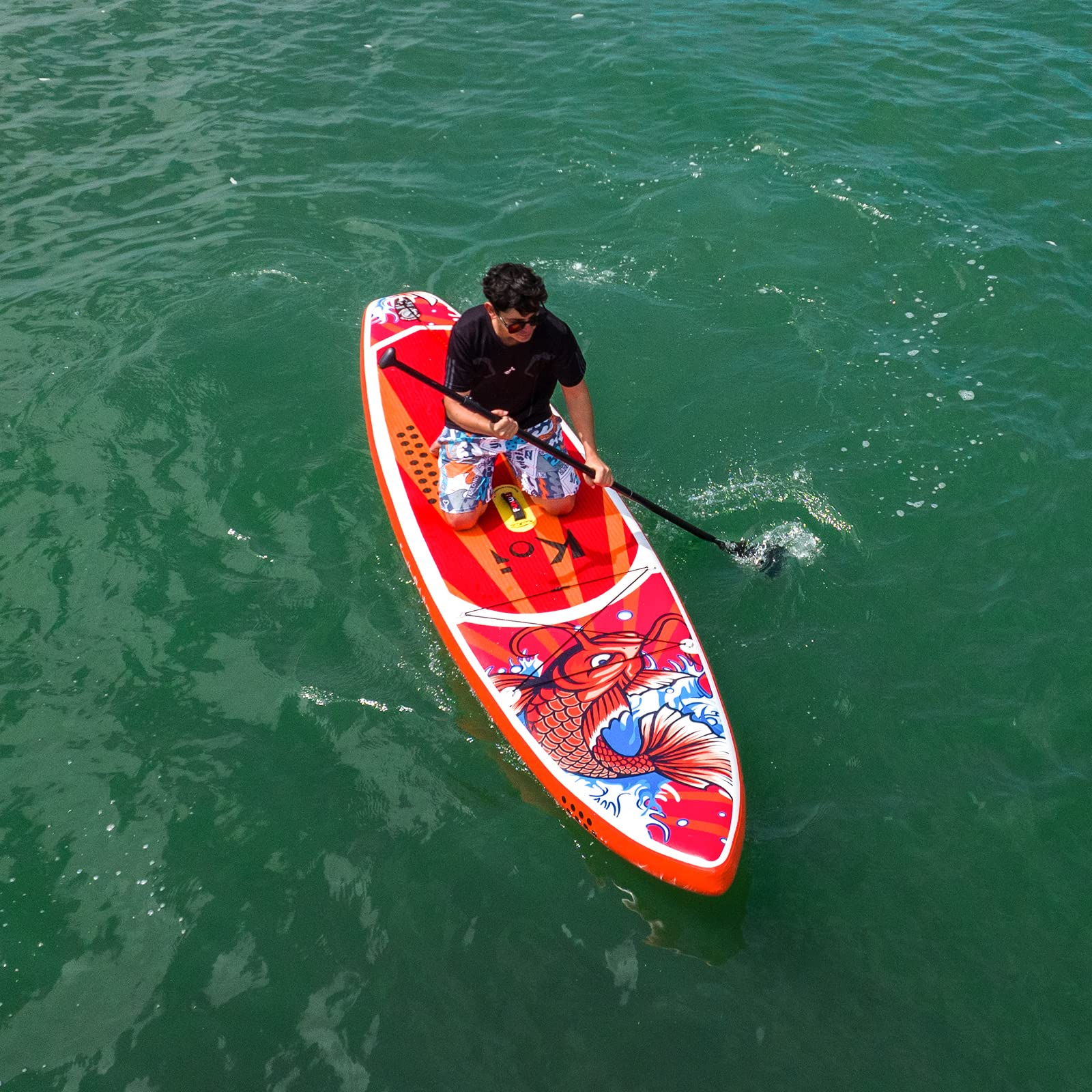 FunWater Aufblasbares SUP Board - Komplettes Set mit Paddel, Pumpe, Reiserucksack, Leine & wasserdichter Tasche - Erwachsene - Rot