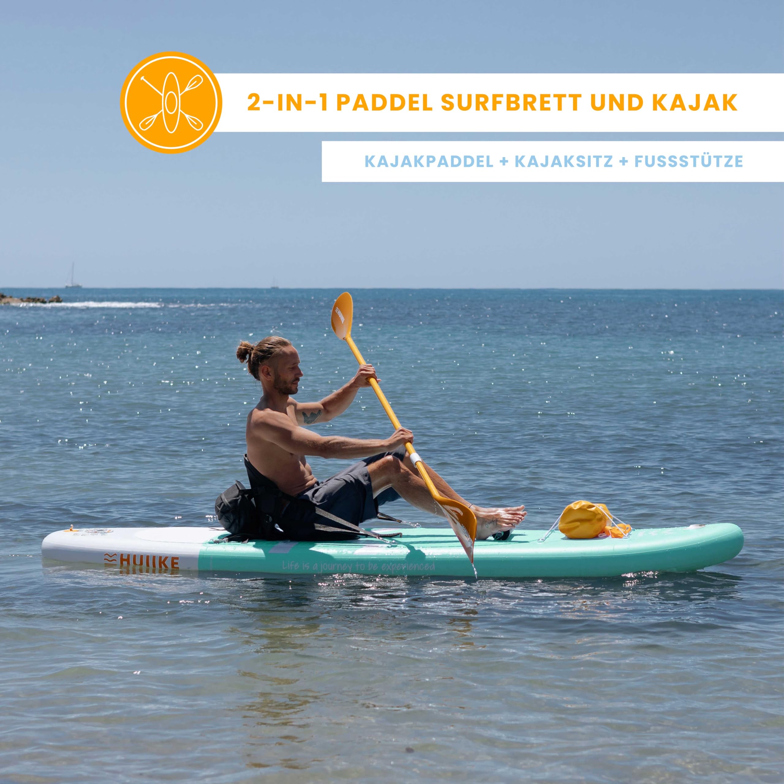 HUIIKE SUP Board 305cm aufblasbar komplett Set - Stand Up Paddle Zubehör Paddel Finnen Pumpe 130kg