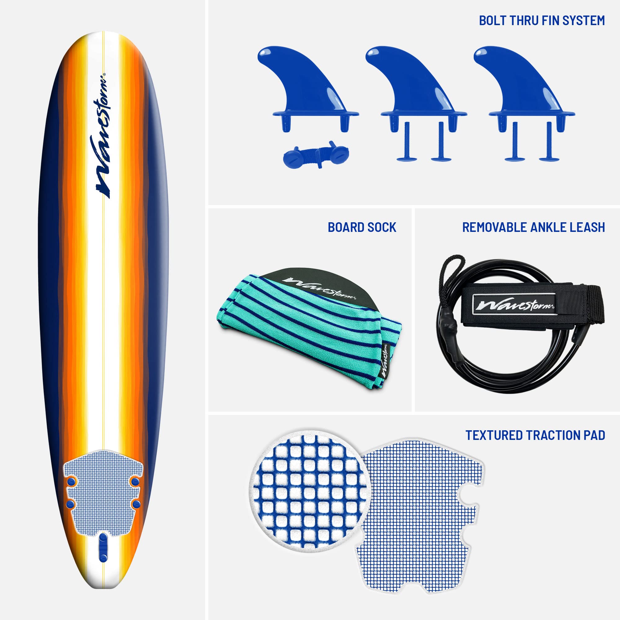 Wavestorm - Klassisches Surfbrett aus Schaumstoff, 2,4 m