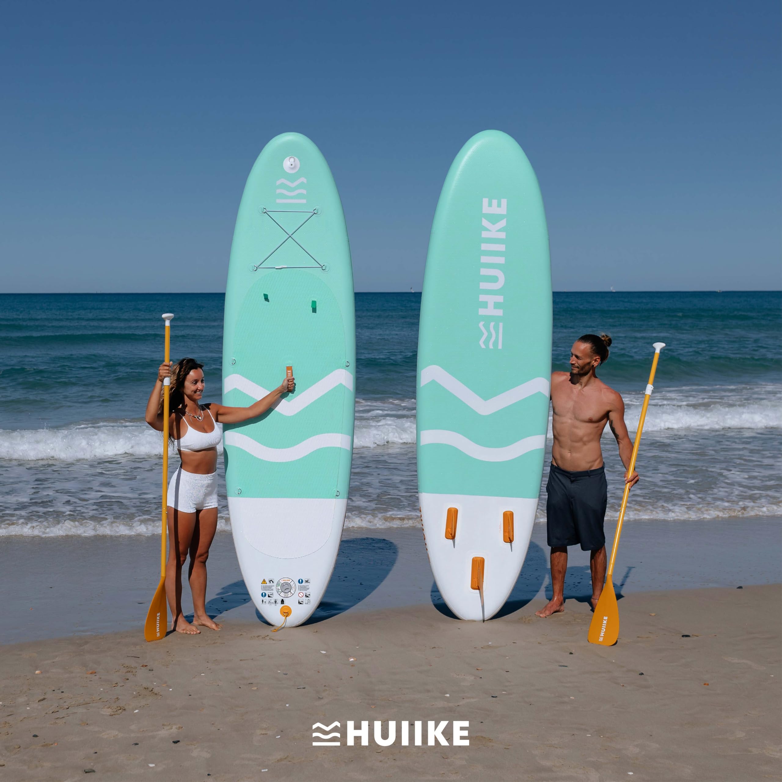 HUIIKE SUP Board 305cm aufblasbar komplett Set - Stand Up Paddle Zubehör Paddel Finnen Pumpe 130kg