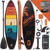 ALLPICK Premium SUP Board aufblasbar Set - Stand Up Paddle Kamerahalterung verstellbares Paddel 150kg/180kg OrangeAbendröte