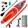 FunWater Aufblasbares SUP Board - Komplettes Set mit Paddel, Pumpe, Reiserucksack, Leine & wasserdichter Tasche - Erwachsene - Rot